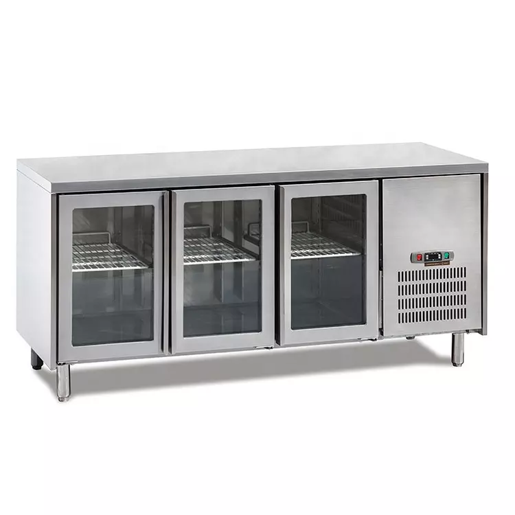 3 Glass Doors Stainless Steel Under Counter Refrigerator – Commercial Kitchen Cooler