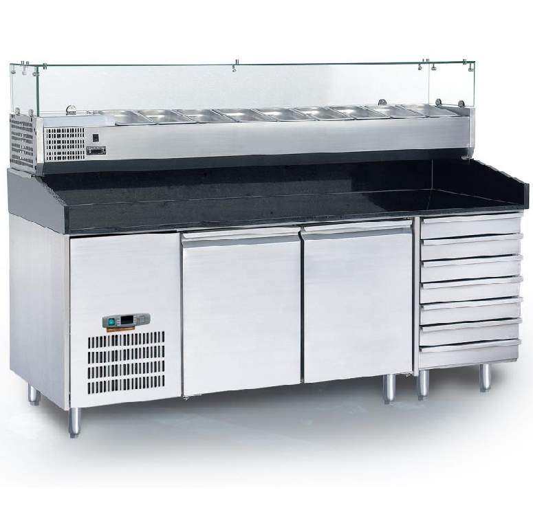 Refrigeration Pizza Display Counter – 2 Doors, 7 Drawers, Commercial Chiller
