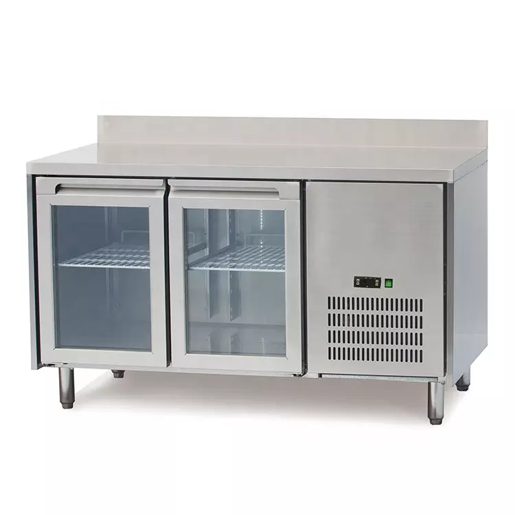 Stainless Steel Worktable Refrigerator – 2 Glass Doors, Commercial Undercounter Fridge