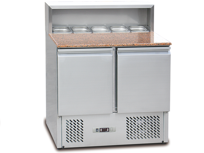 Stainless Steel 2-Door Sandwich & Salad Prep Table – Commercial Refrigerated Station
