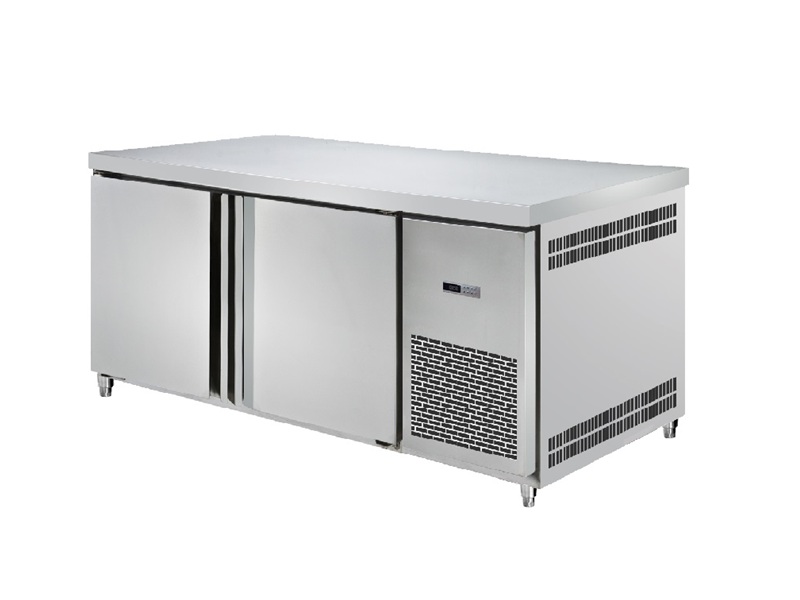 Commercial 2-Door Stainless Steel Undercounter Worktop Refrigerator